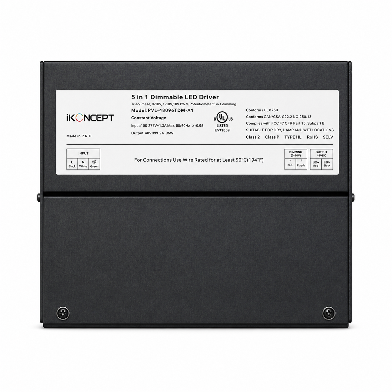 96W 48V 2A Dimmable LED Driver (5-in-1 Multi-Function, Constant Voltage) iKON-PVL-48096TDM-A1