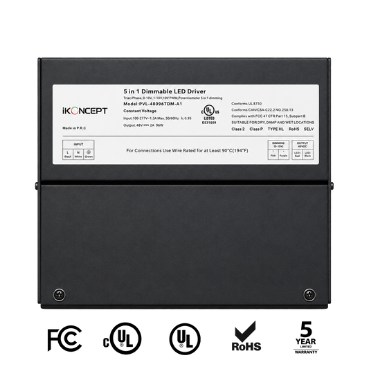 96W 48V 2A Dimmable LED Driver (5-in-1 Multi-Function, Constant Voltage) iKON-PVL-48096TDM-A1