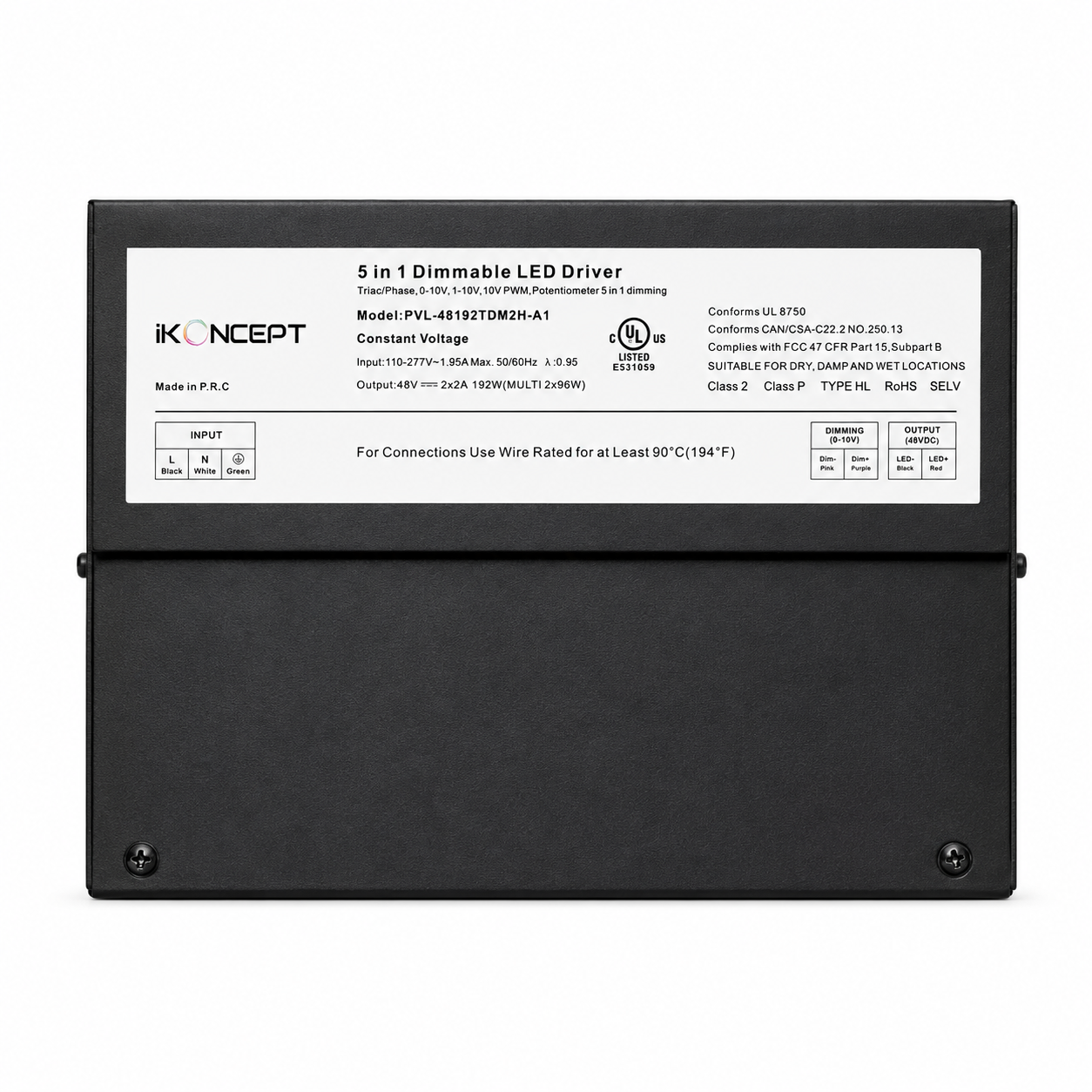 192W 48V 2-Channel Dimmable LED Driver (5-in-1 Multi-Function) iKON-PVL-48192TDM2H-A1