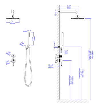 Circular Modern Concealed Wall-Mounted Shower System iKON-AB302004