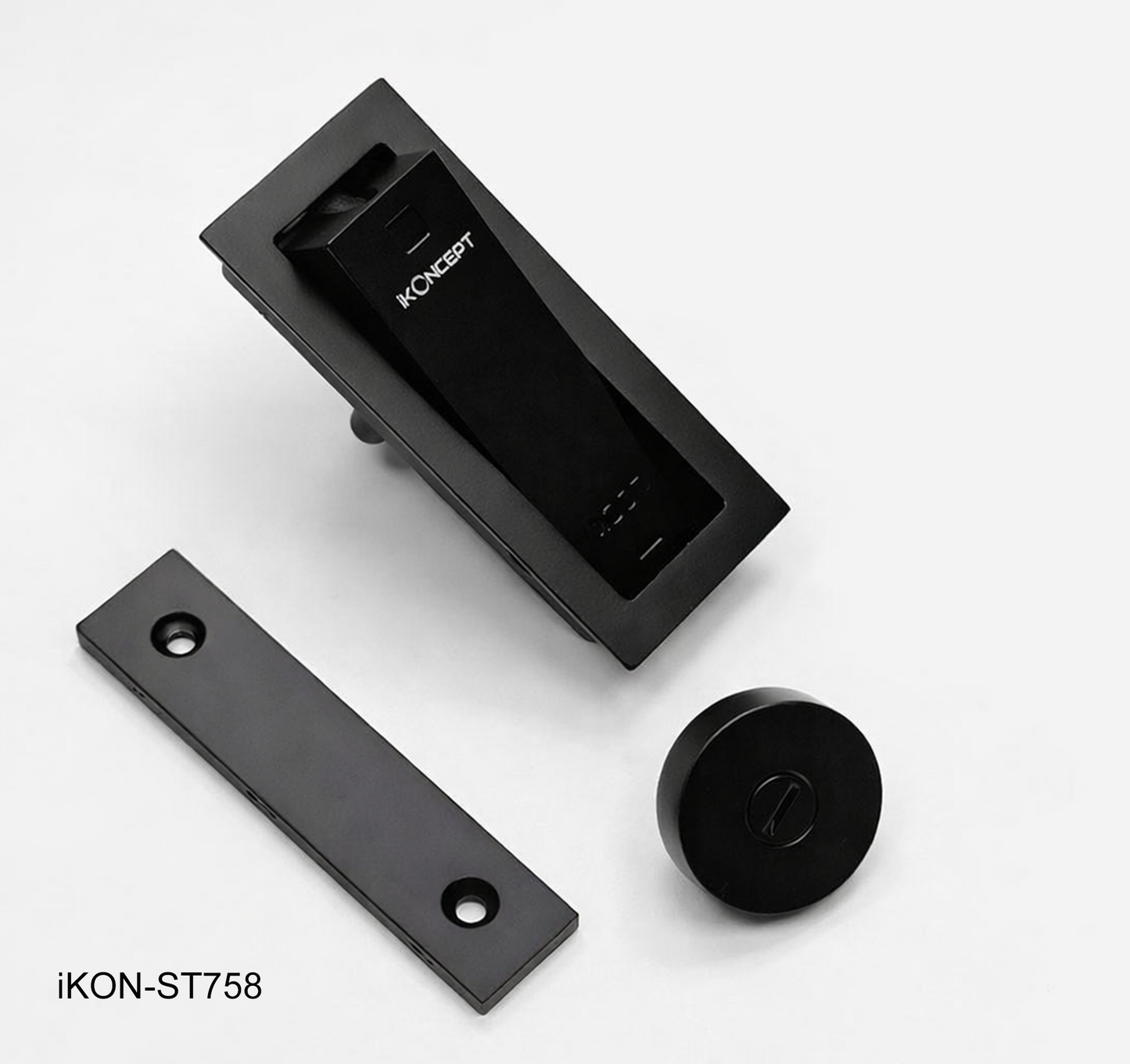 Flush Privacy Lock iKON-ST758 (Matte Black) for Pocket & Sliding Doors