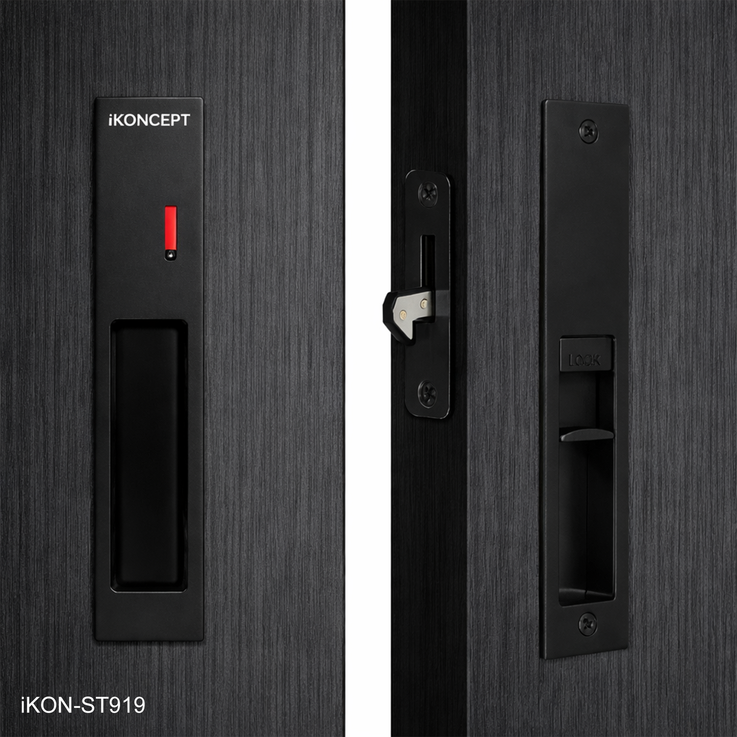 Matte Black Flush Privacy iKON-ST919 Lock for Sliding and Pocket Doors