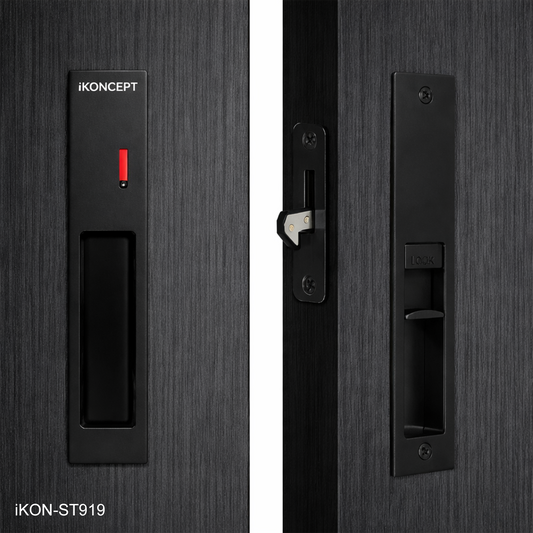 Matte Black Flush Privacy iKON-ST919 Lock for Sliding and Pocket Doors