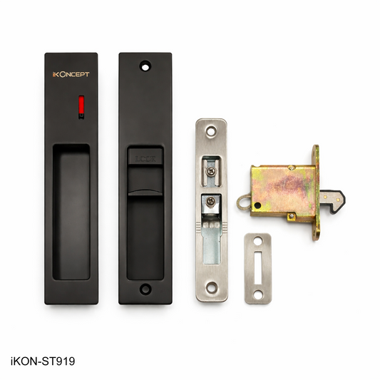 Matte Black Flush Privacy iKON-ST919 Lock for Sliding and Pocket Doors
