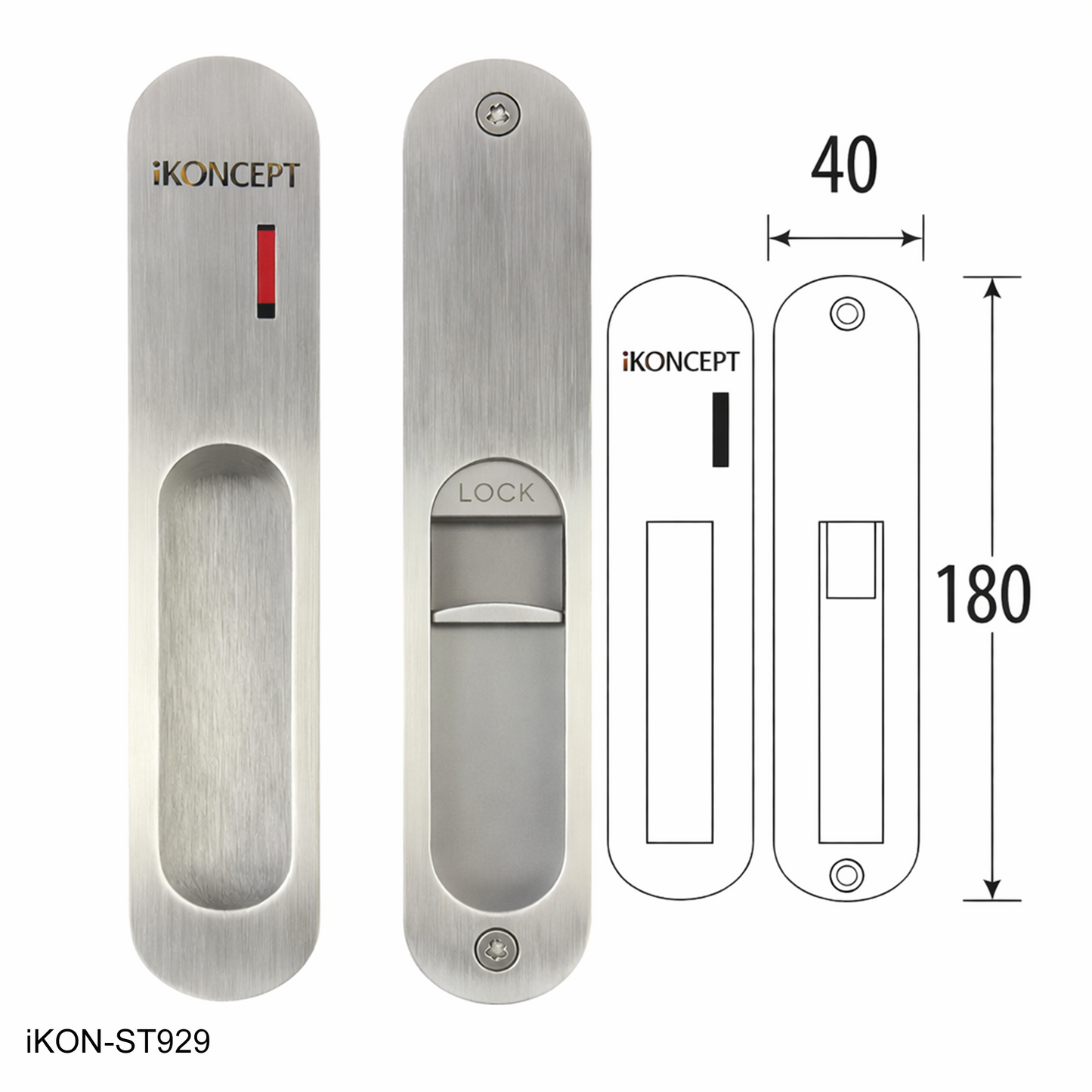 Oval Sliding iKON-ST929 Door Lock with Occupancy Indicator