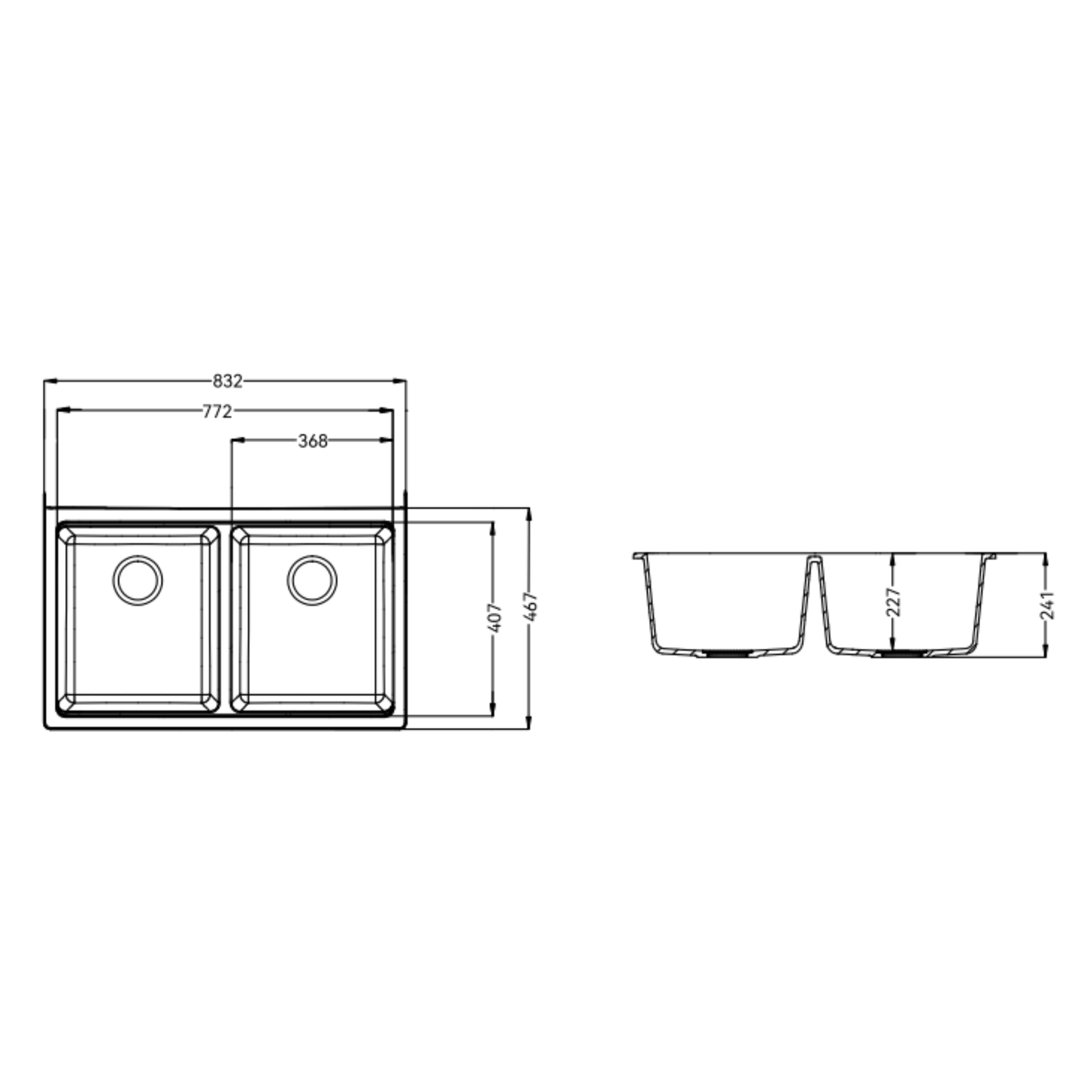 Modern Granite Kitchen Sink iKON-AMS9007